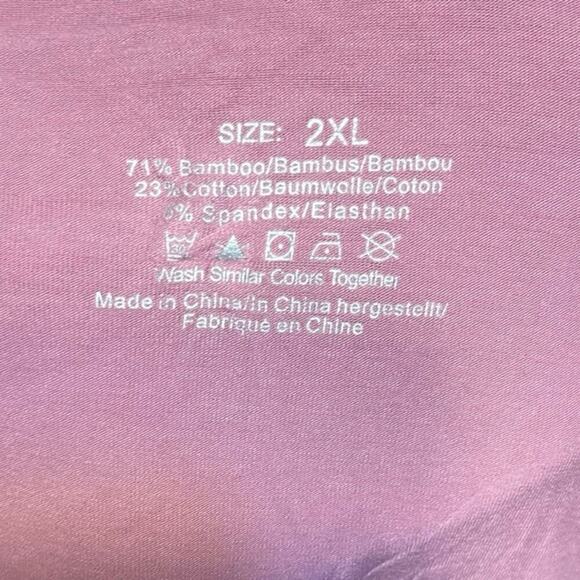 Women's Mauve Pink Bamboo Stretch-Knit Belted Kimono Robe Size 2XL Lounge Luxury - Picture 3 of 4